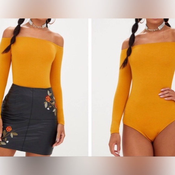 Aritzia Babaton Mustard Long Sleeve Boatneck Thong-cut Soft Bodysuit size XS - Picture 1 of 9